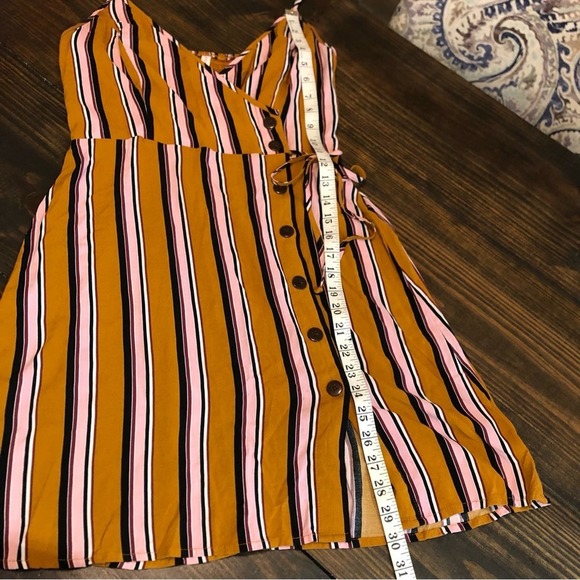 Xhileration Striped Wrap Tank Dress Women’s Size Medium Boho Lightweight Smocked - Picture 6 of 11